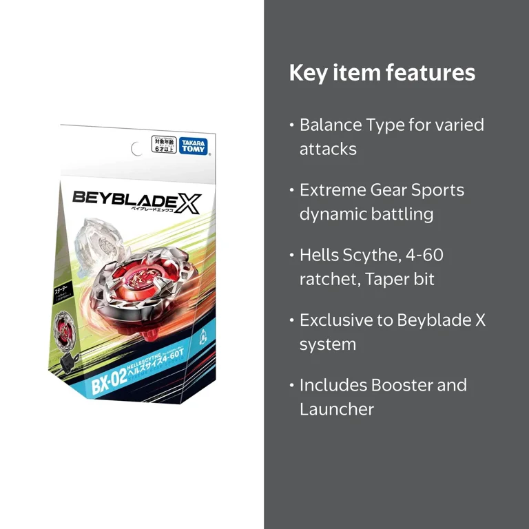 Takara Tomy Beyblade X Hells Scythe 4-60T Starter Set with Booster