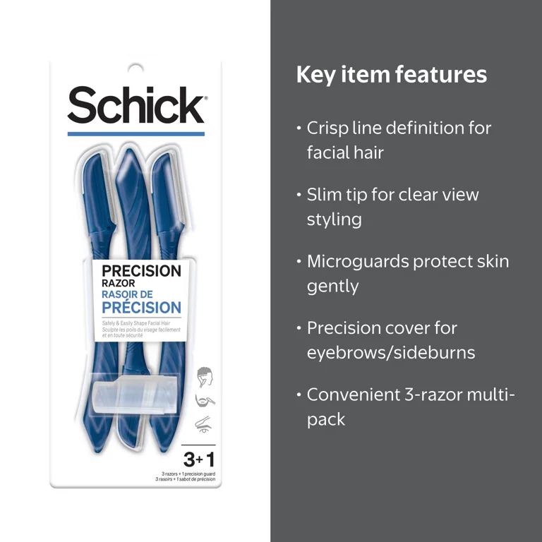Schick, Mens Razor, 3ct, Precision Edge for Facial & Hair Lines