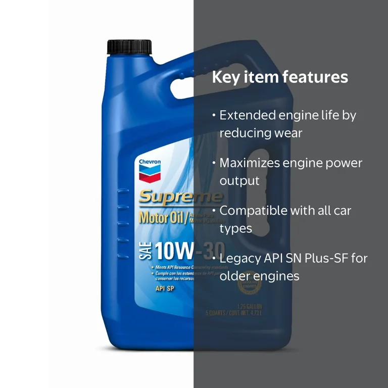 Chevron Supreme 10W-30 Motor Oil, 5 Quart - Walmart.com