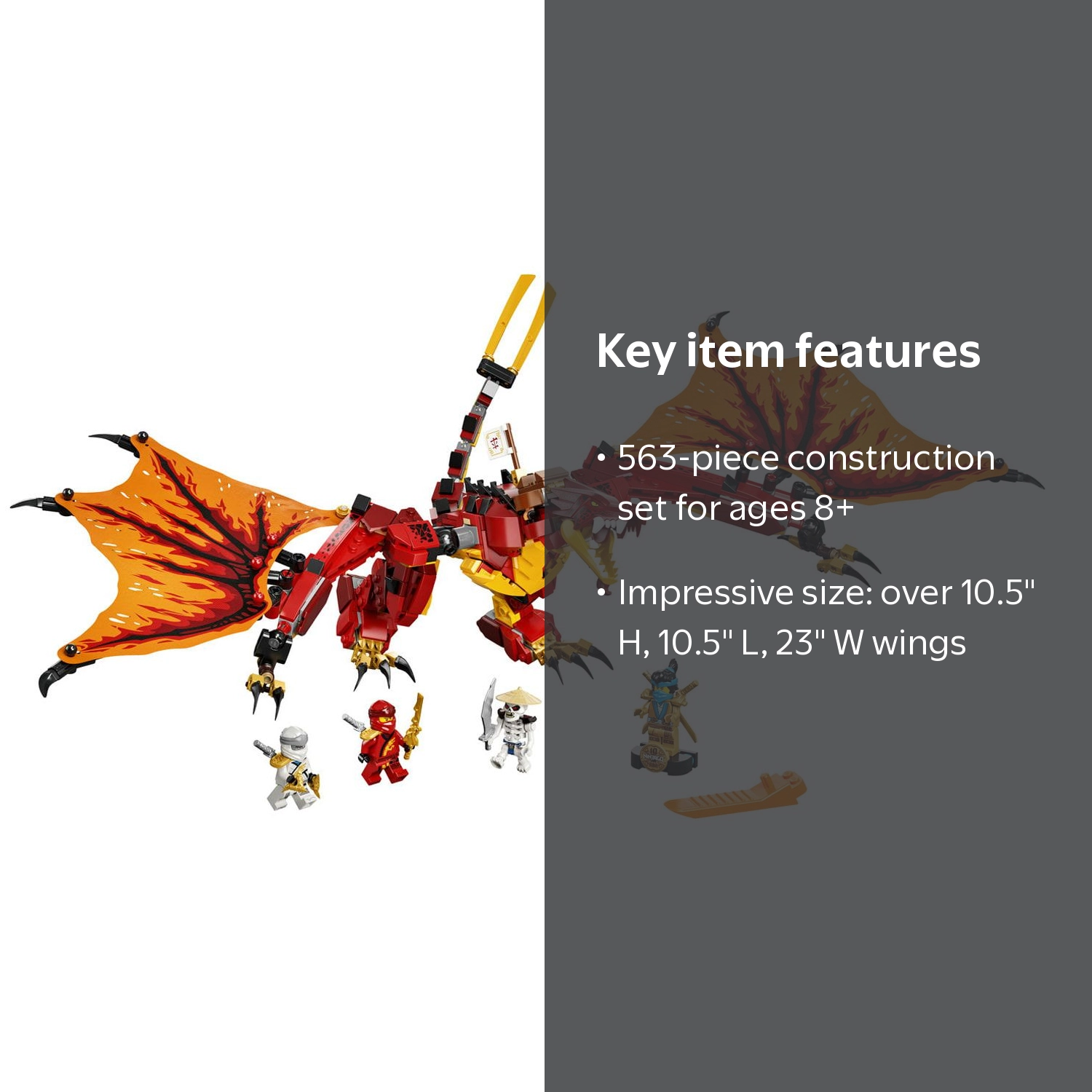 LEGO, NINJAGO Fire Dragon Attack, 71753, 563 Pieces - Walmart.com