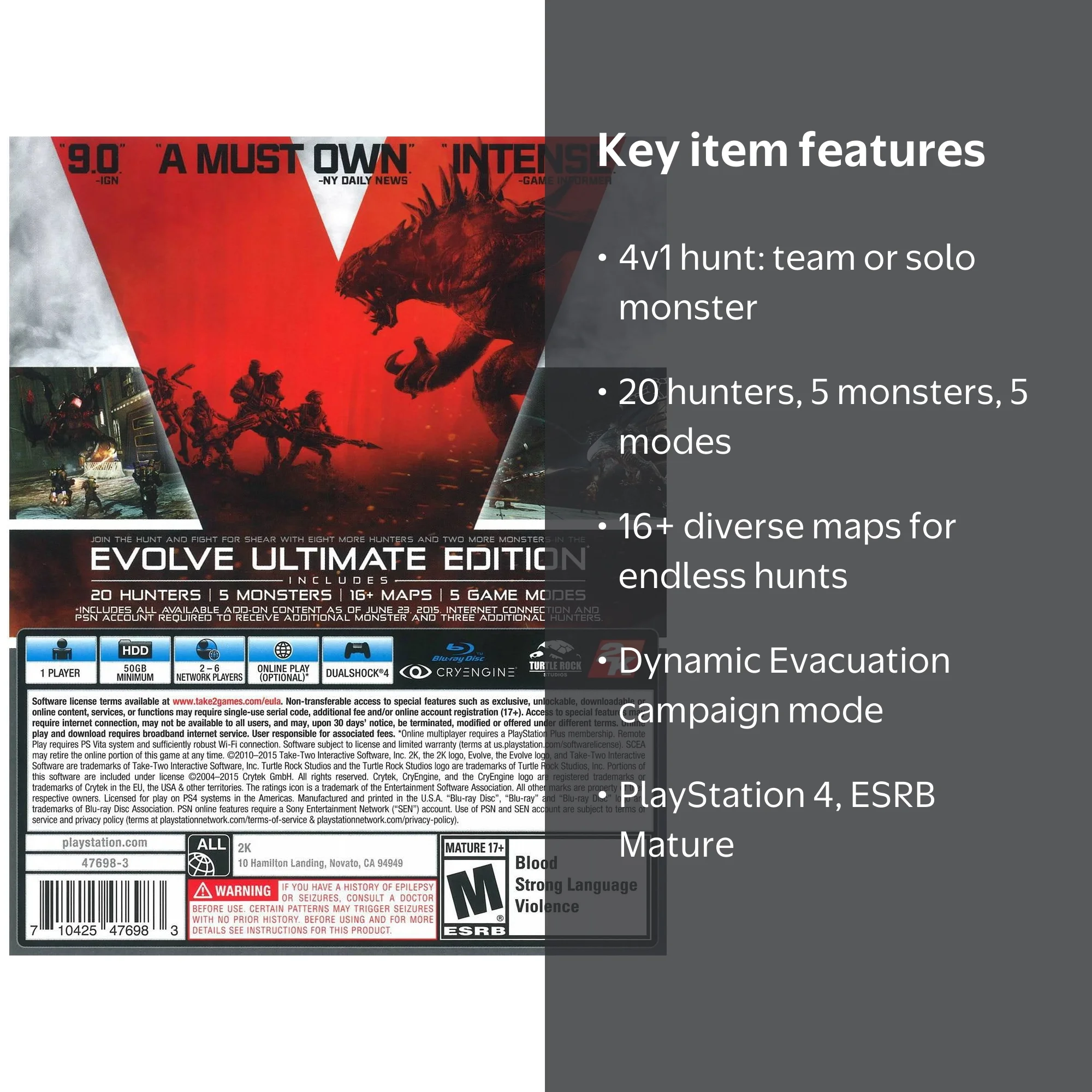 Evolve Ultimate Edition, Take 2, PlayStation 4, 710425476983