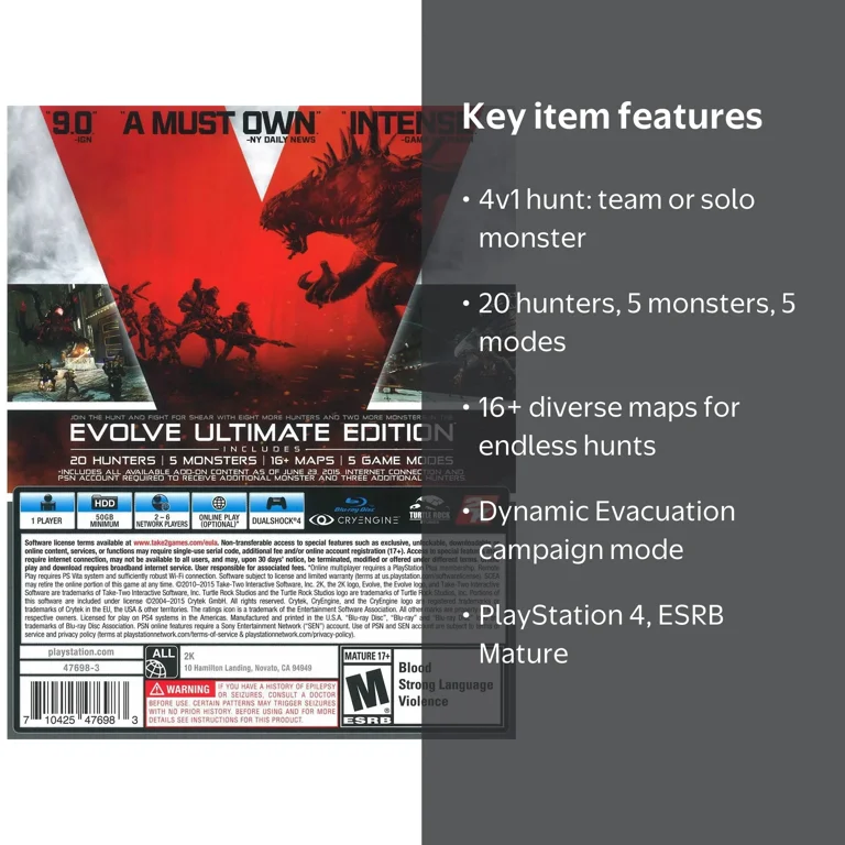 Evolve Ultimate Edition, Take 2, PlayStation 4, 710425476983