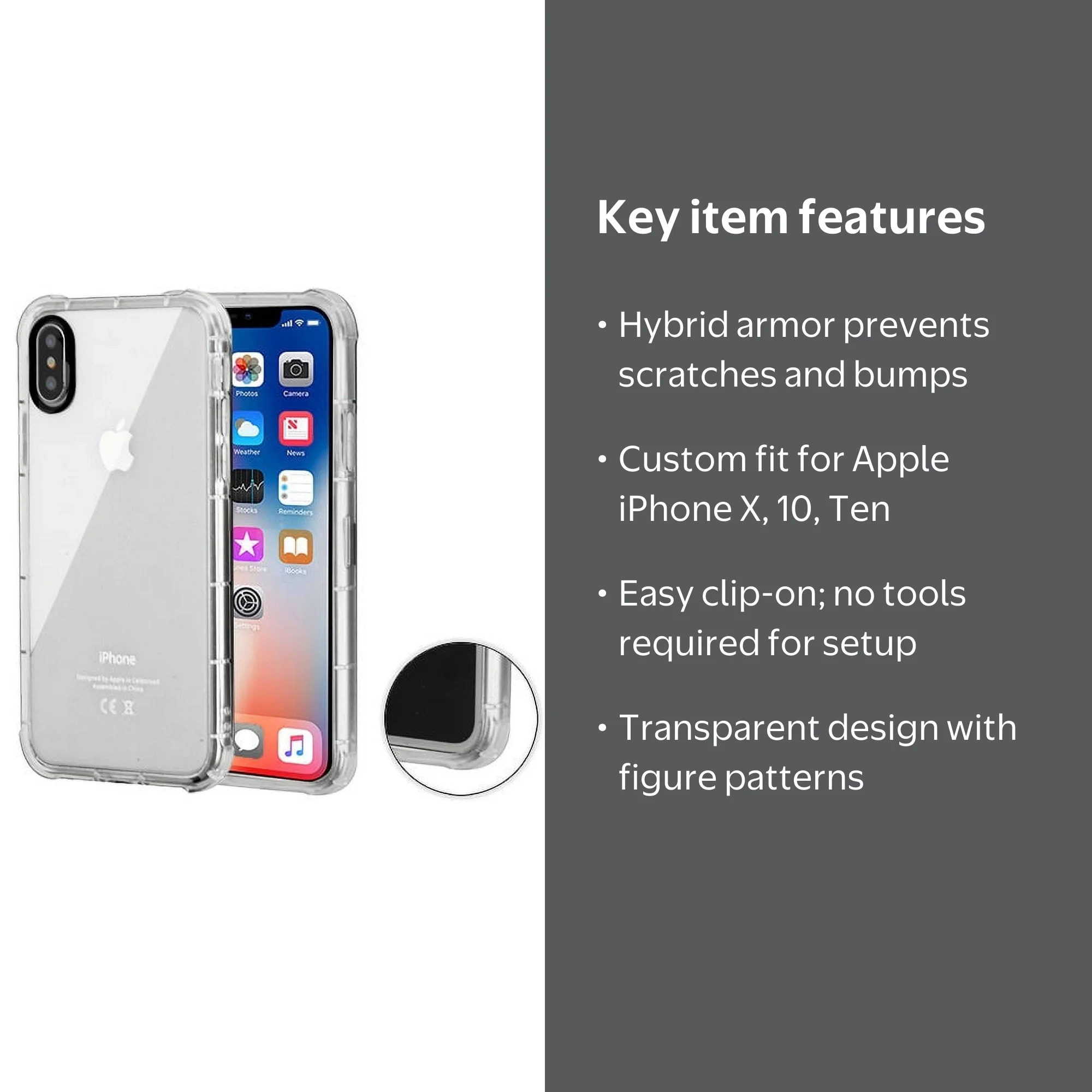 iPhone X Clear Full Body Shockproof Hybrid Armor Case by Xpression