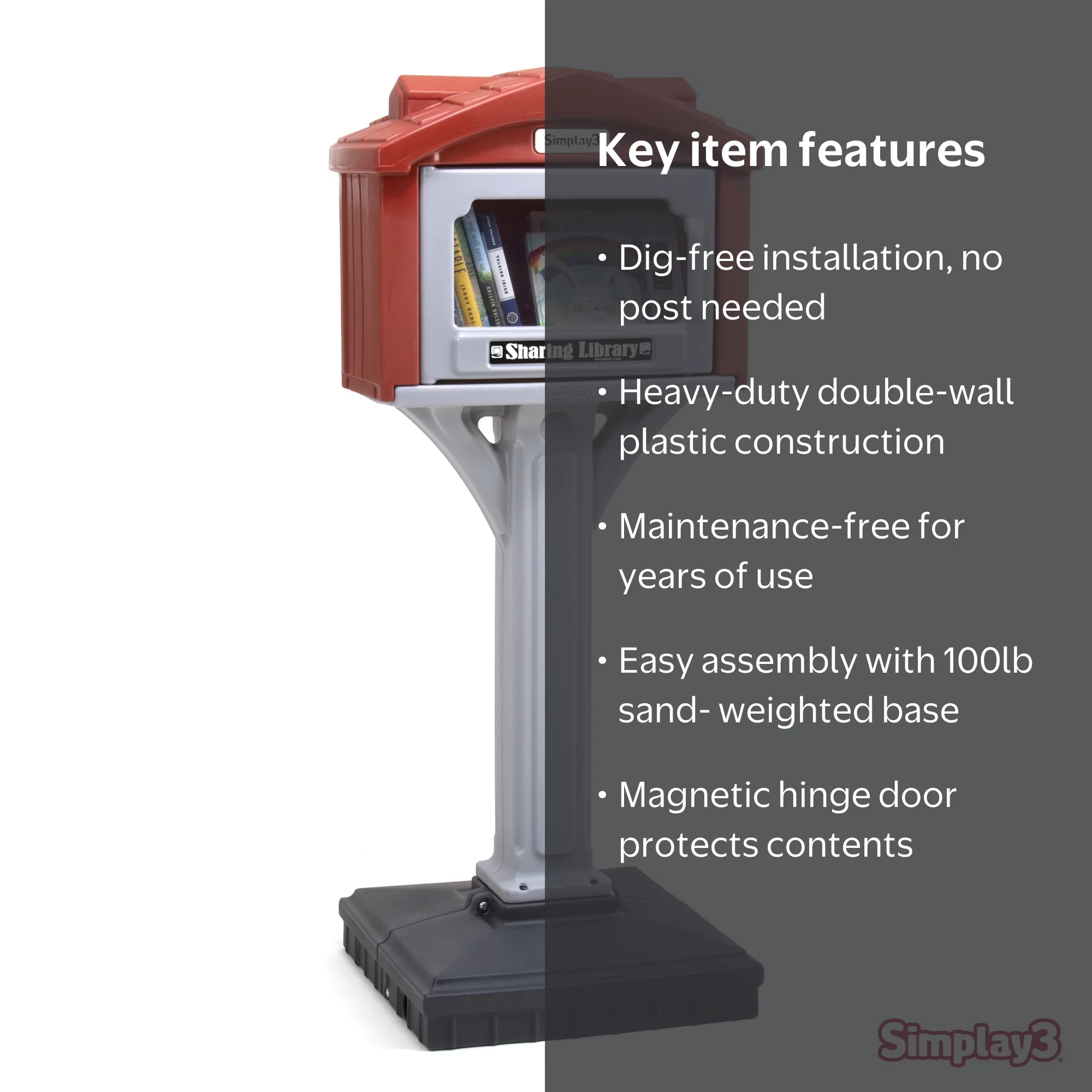 Simplay3 Indoor/Outdoor Little Sharing Library Box, No Dig