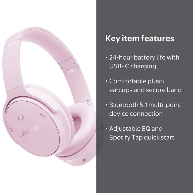 Bose QuietComfort Headphones, Bluetooth Noise Cancelling, Pink
