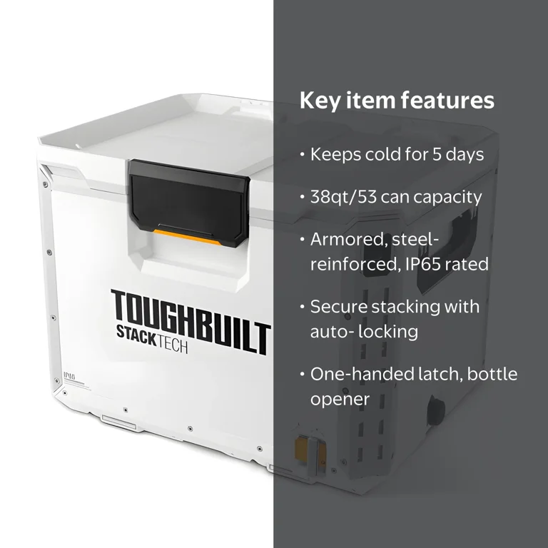ToughBuilt StackTech XL Cooler, Stackable 38 Quart Hard Shell