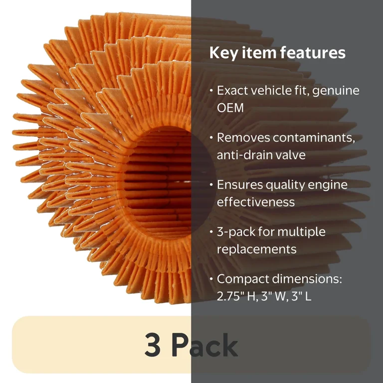 3 pack) Toyota OE 04152-YZZA6 Genuine Oil Filter Element 2.75