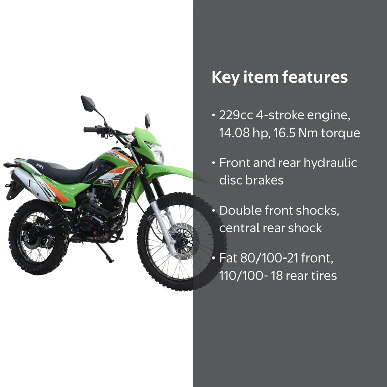 X-Pro Hawk 250 Dirt Bike, 229cc 4-Stroke, Ground Clearance 8.3
