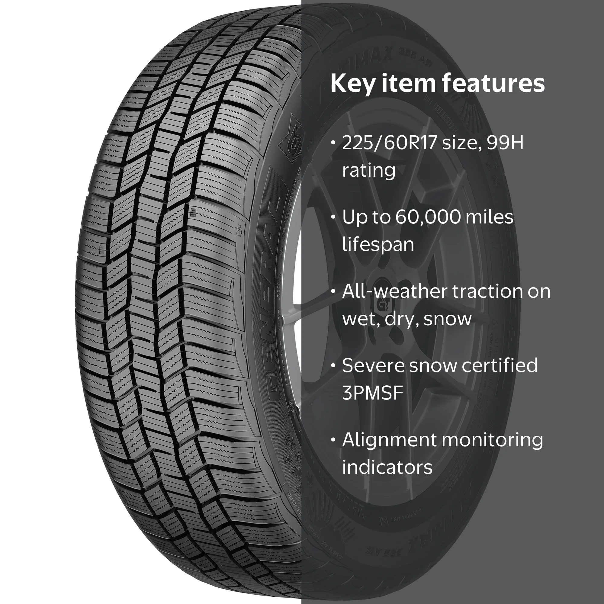 General AltiMAX 365 AW All Weather 225/60R17 99H Passenger Tire