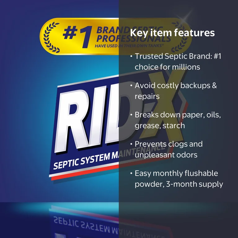 RID-X Septic Tank Treatment Powder, 3-Month Supply, Enzymes