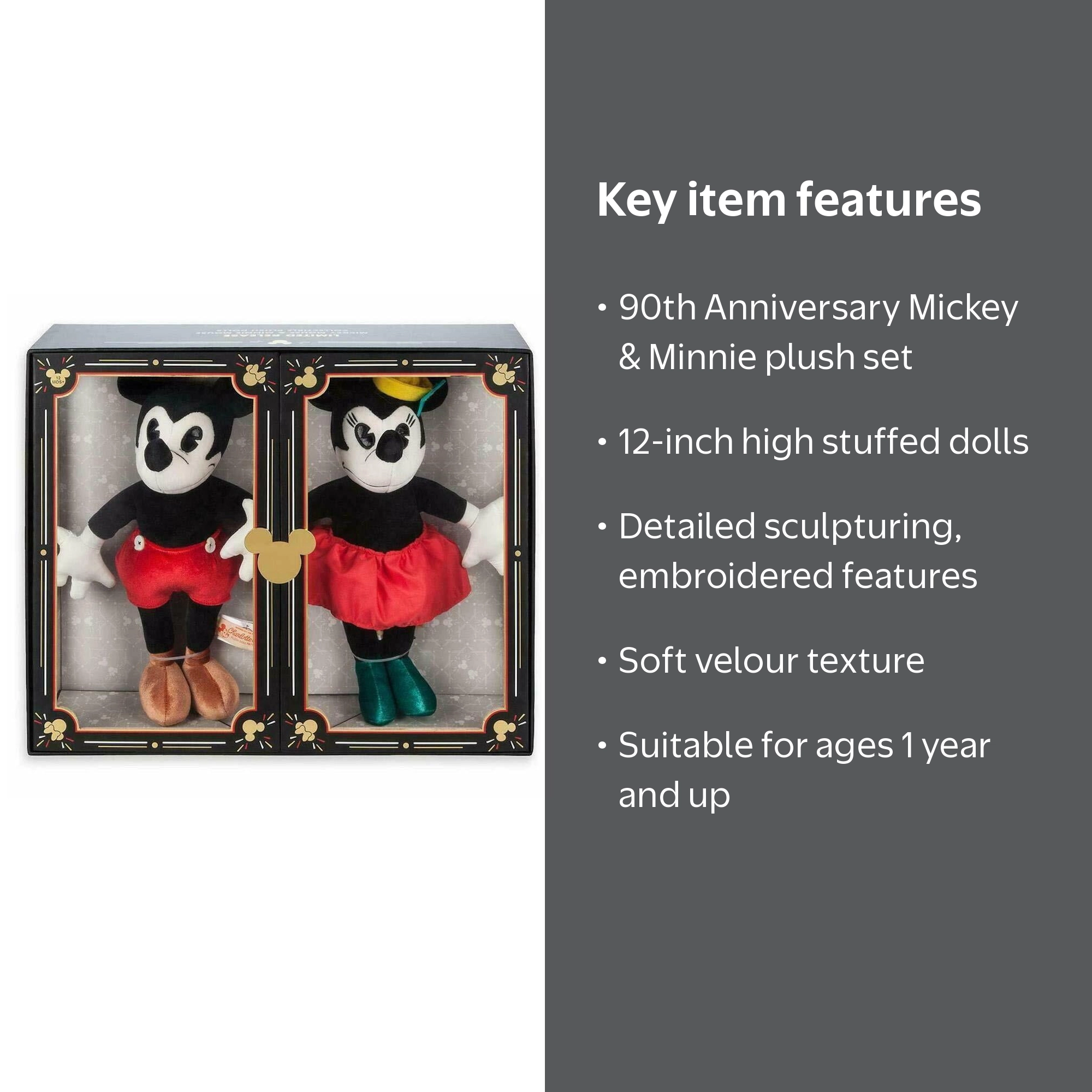 Disney Parks 90th Anniversary Mickey and Minnie Plush Set Limited