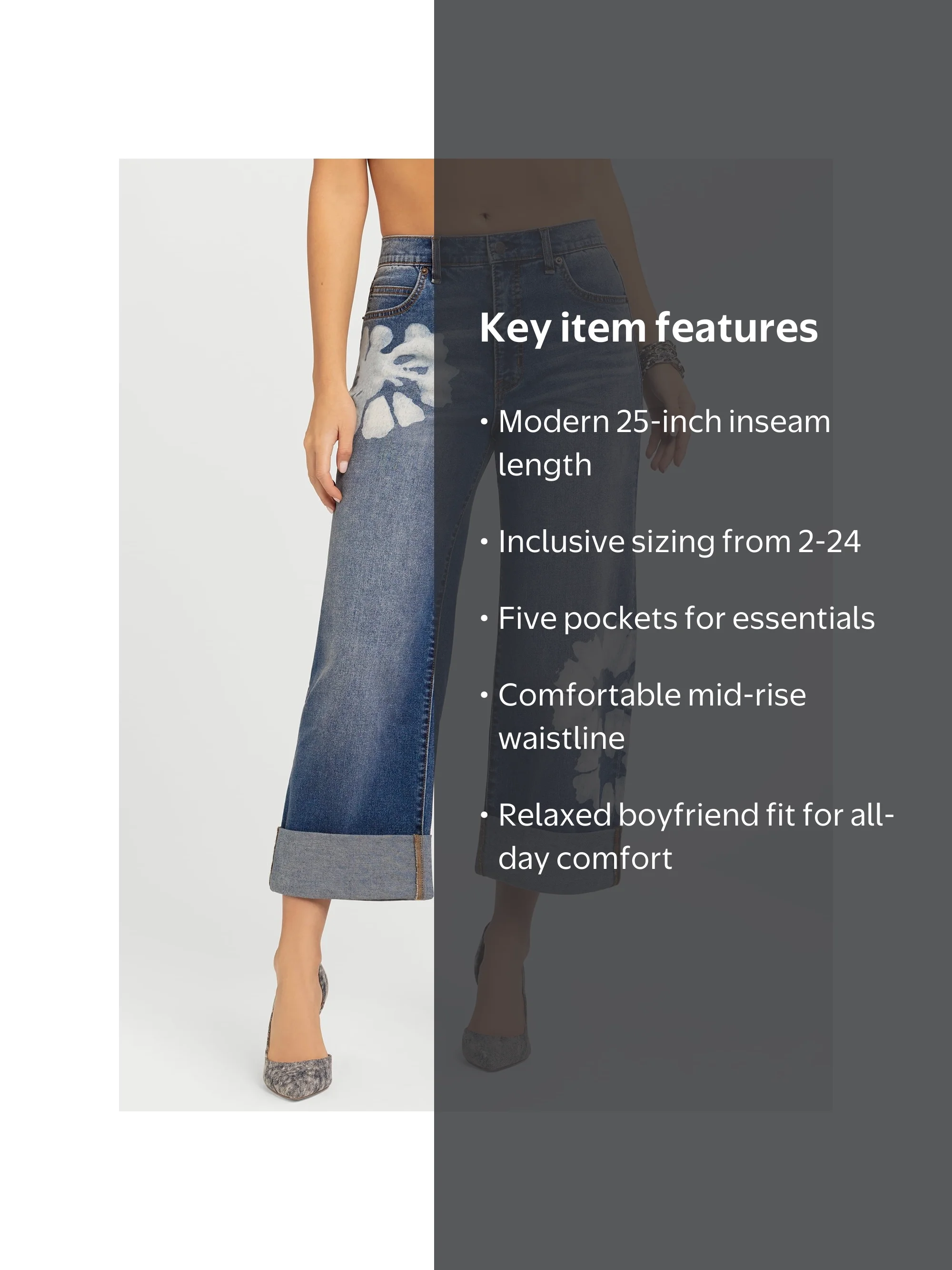 Jessica Simpson Women's and Women's Plus Zinnia Boyfriend Jeans