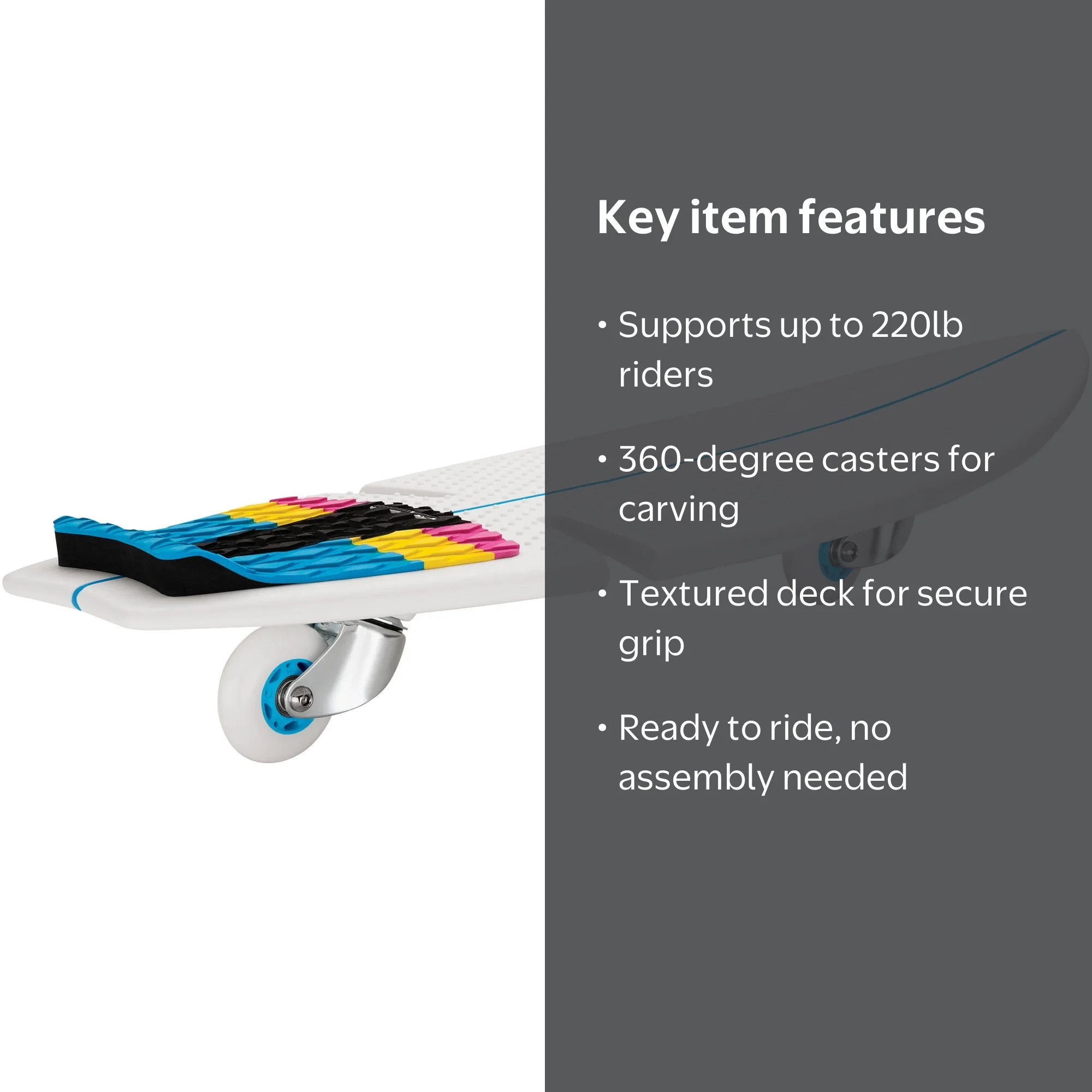 Razor RipSurf Caster Board - Multicolor, 76mm 360-Degree Pivoting