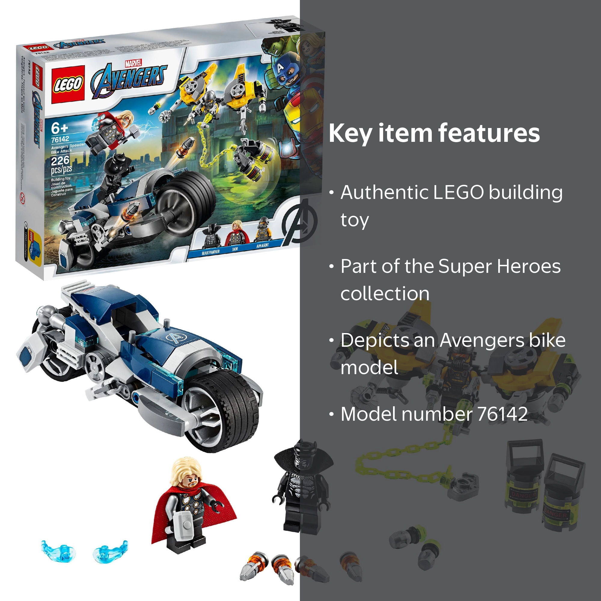 LEGO Super Heroes Avengers bike 76142 with buildable wheels