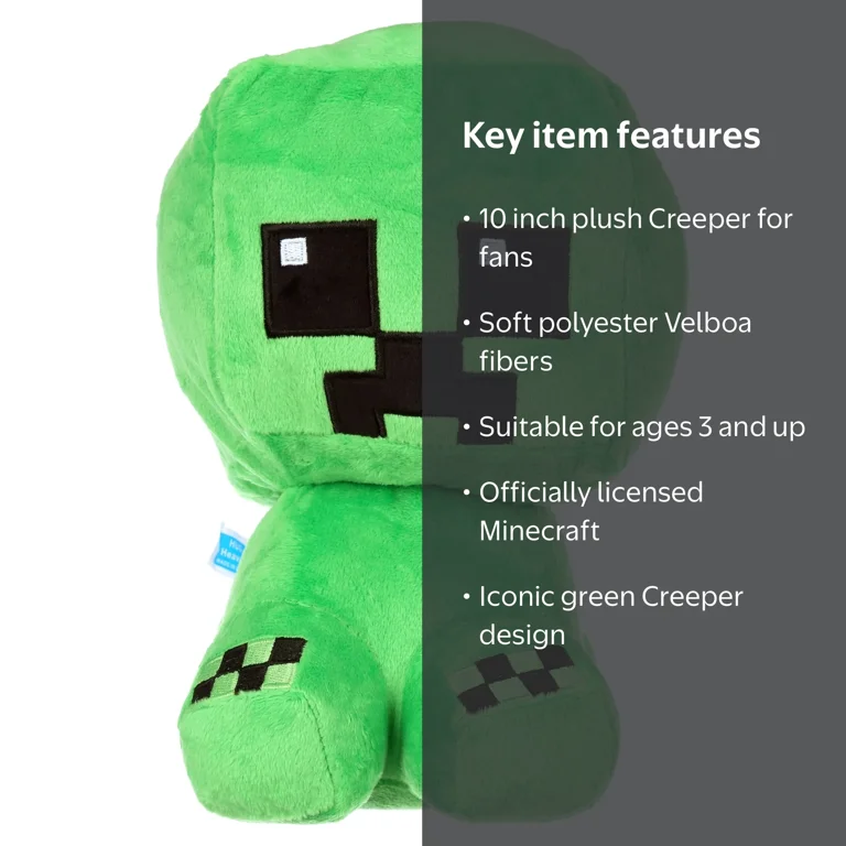 Minecraft Crafter Creeper Plush Toy, Green, 10 Inch Tall