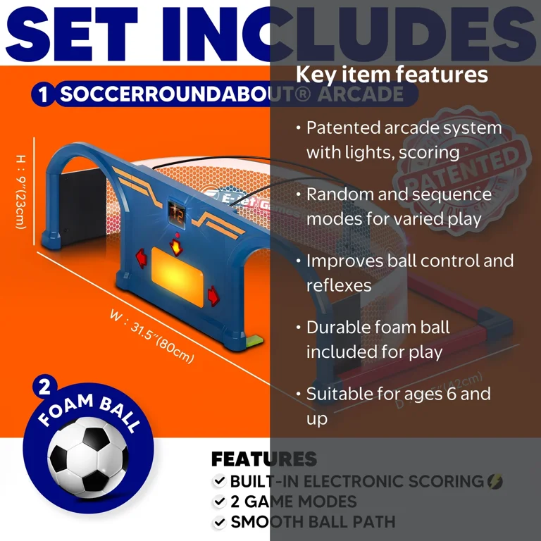 E-Jet Sport Kids Soccer Trainer Ball Set with Lights and Scoring
