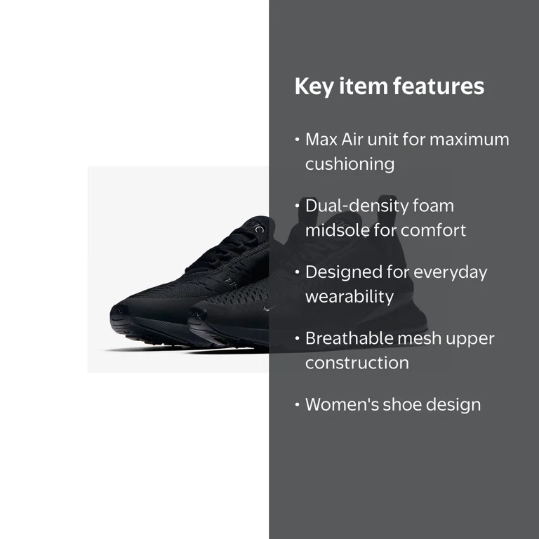 Nike Air Max 270 AH6789-006 Women's Triple Black Sneakers