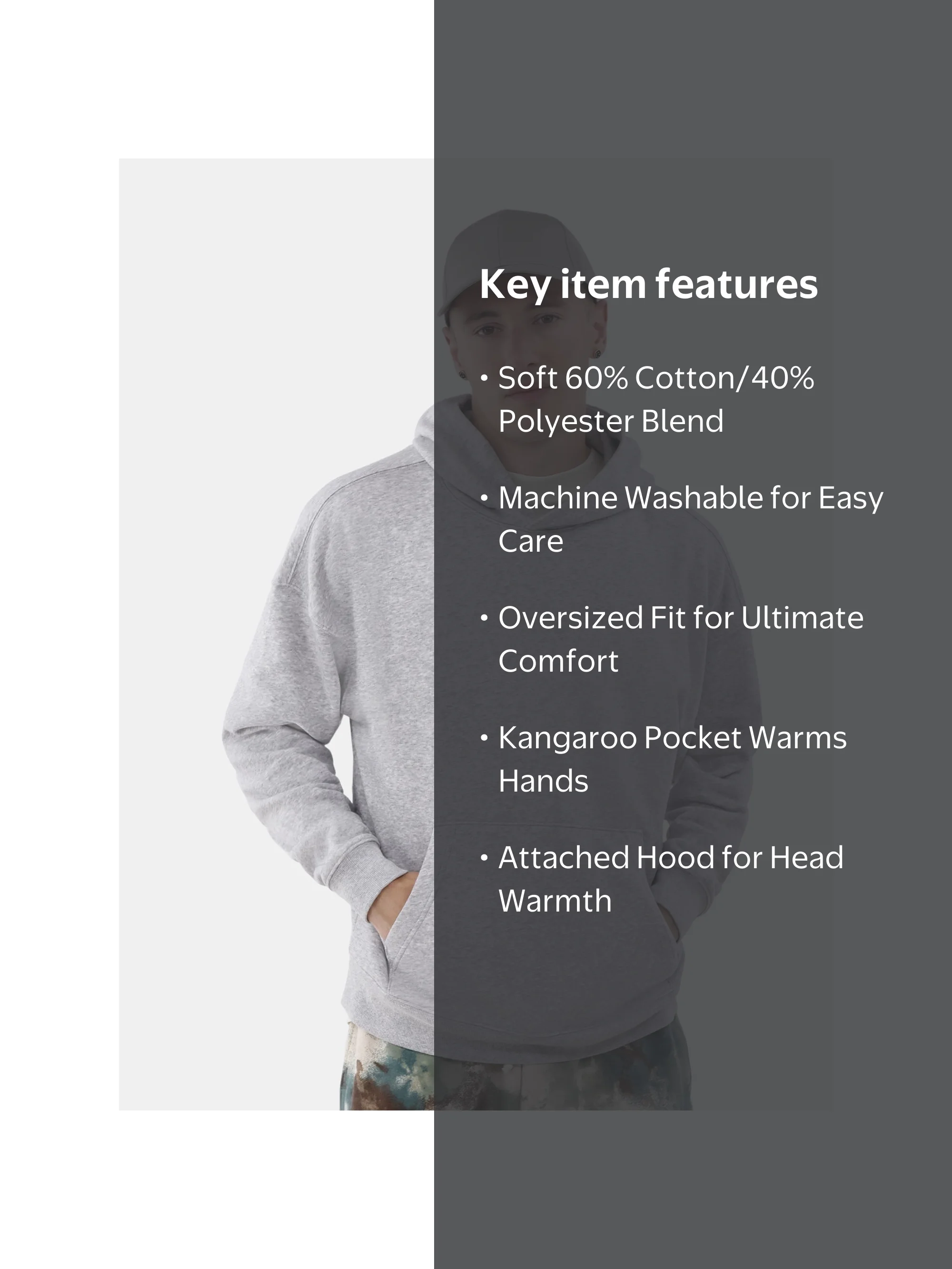 No Boundaries Men's Oversized Fleece Hoodie Sweatshirt with