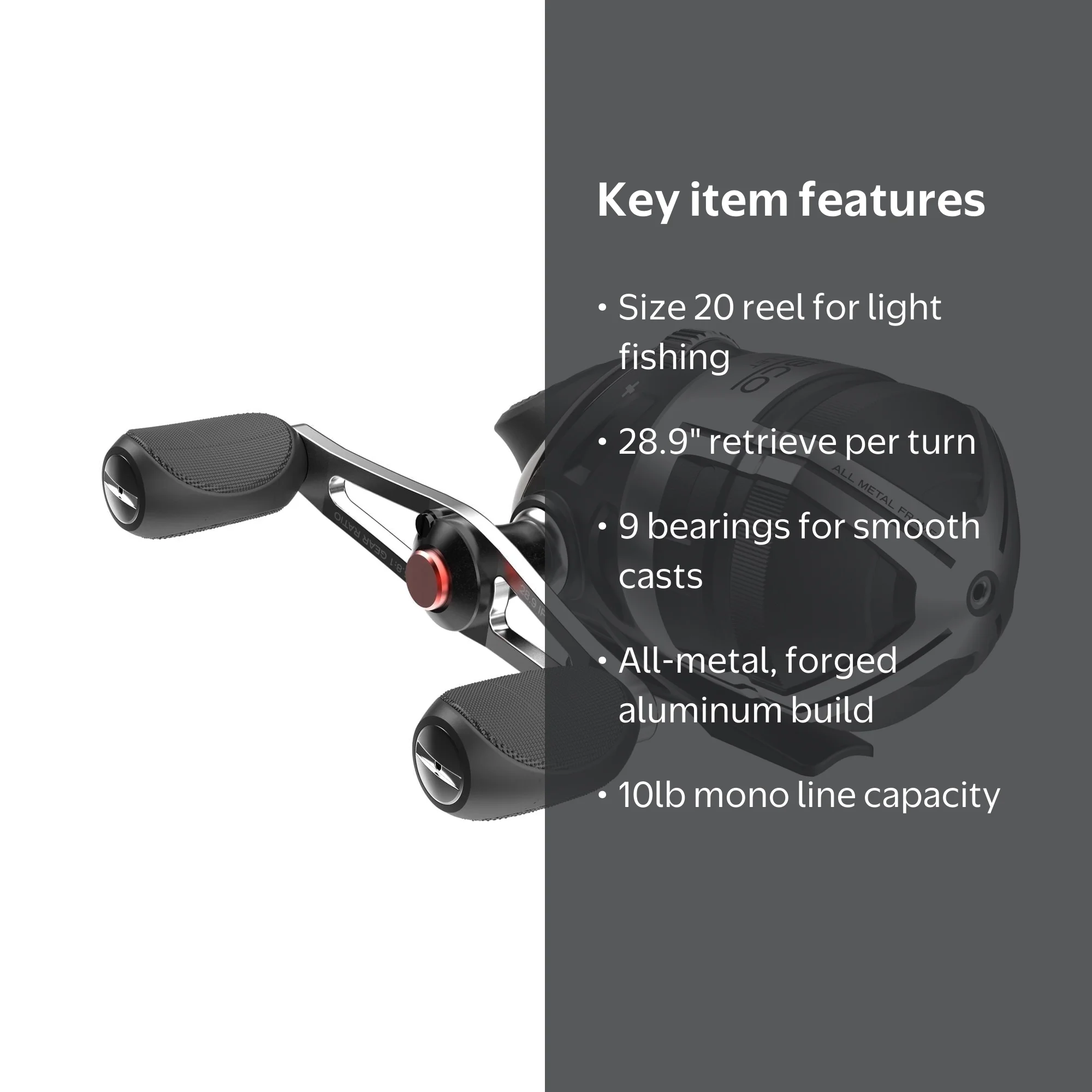 Zebco Bullet Spincast Fishing Reel, Size 20, Black with 9 Bearings