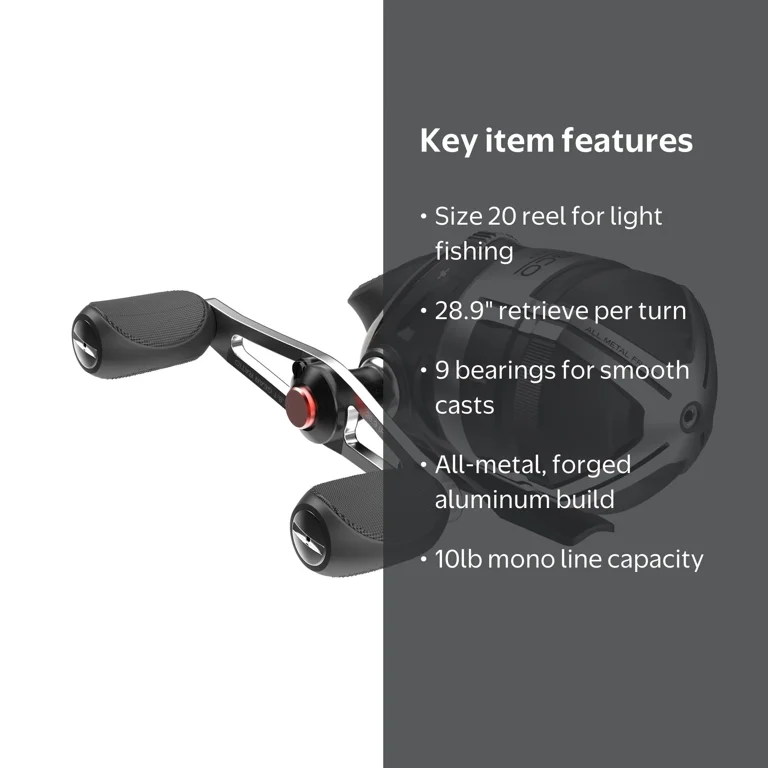 Zebco Bullet Spincast Fishing Reel, Size 20, Black, with 9