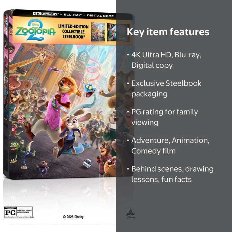 Zootopia 2 (Steelbook) (4K Ultra HD + Blu-ray + Digital Copy) Walt