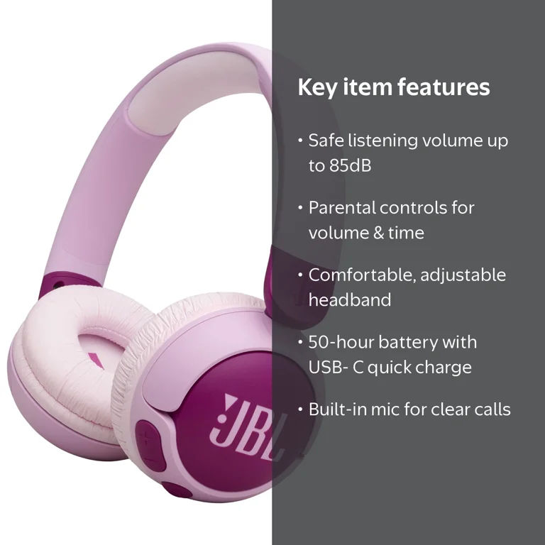JBL, Kids Headphones, Wireless, Purple, Safe Sound - Walmart.com