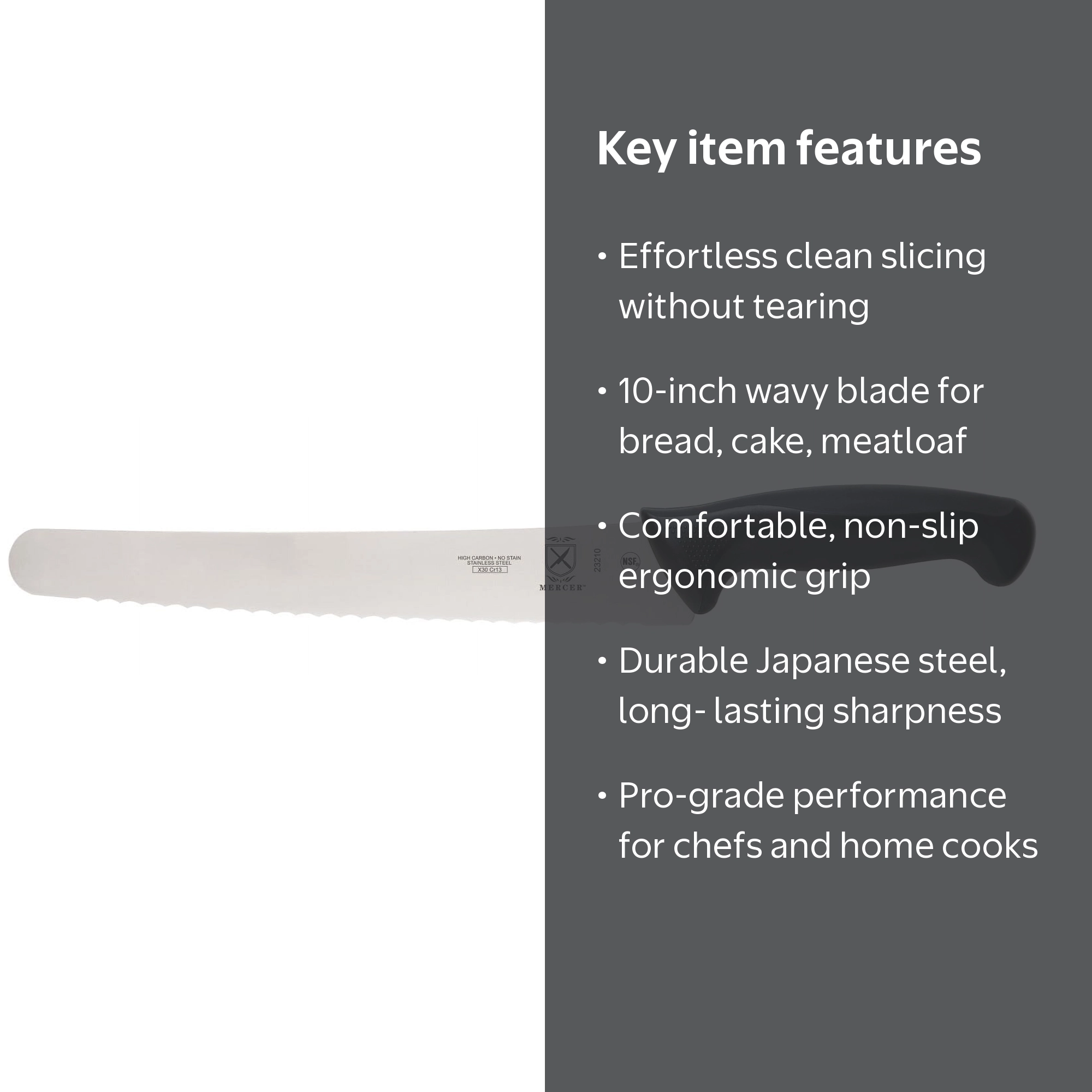 Mercer Culinary Millennia 10-Inch Wide Wavy Edge Bread Knife