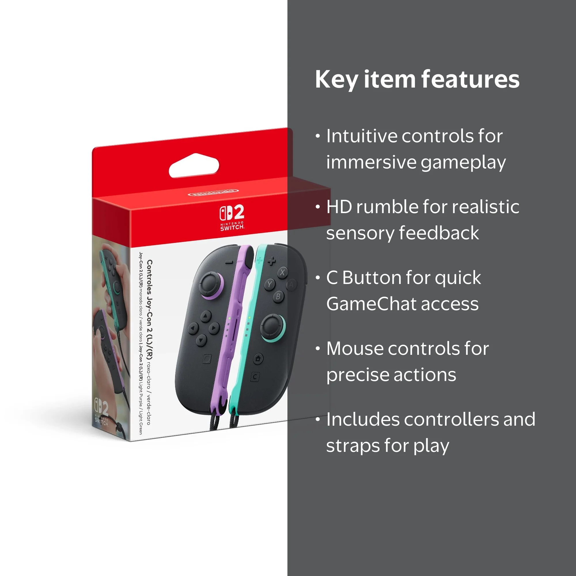 Nintendo Joy-Con 2 Joysticks Set with Joy-Con 2 Straps, Multicolor