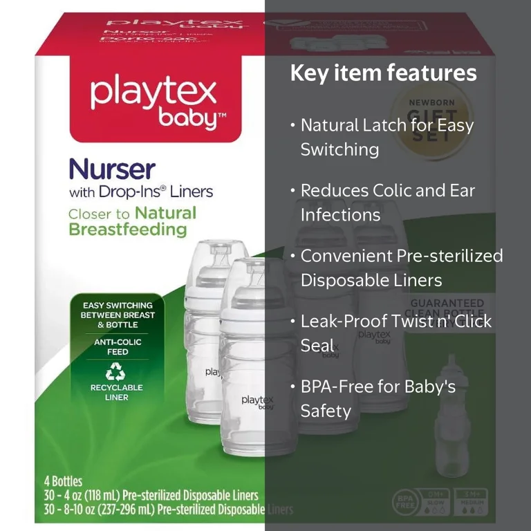 【UNOPENED】BABYL bundle set Playtex Baby, Nurser Baby Bottle Gift Set, with Drop-Ins Liners