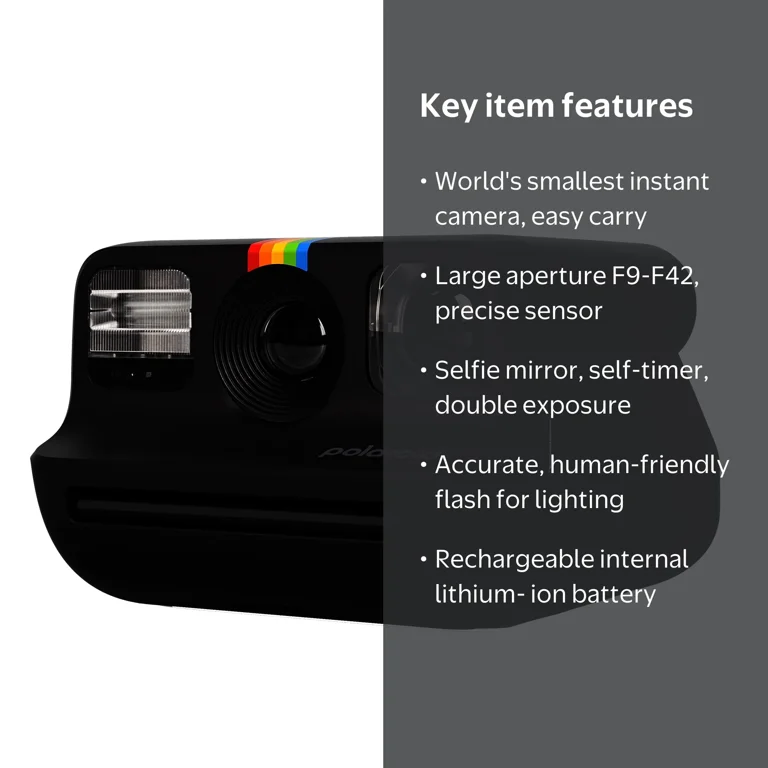 Polaroid Go Instant Camera Generation 2 - Black, Smallest in the