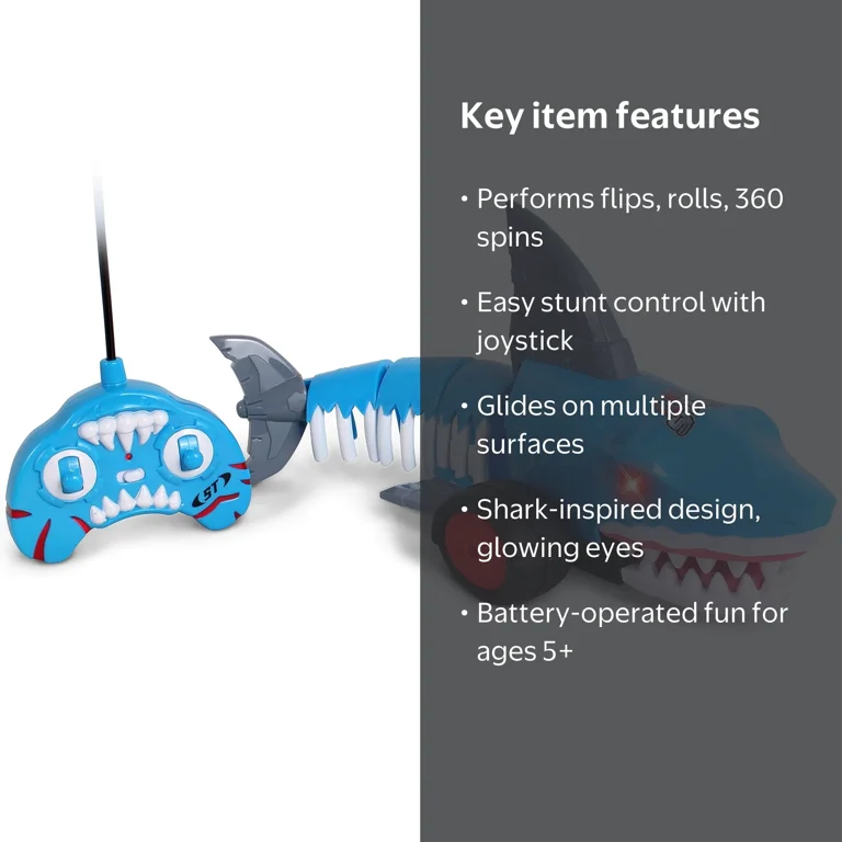 NKOK: Stunt Twisterz RC - Ghost Shark - Blue Remote Control Trick