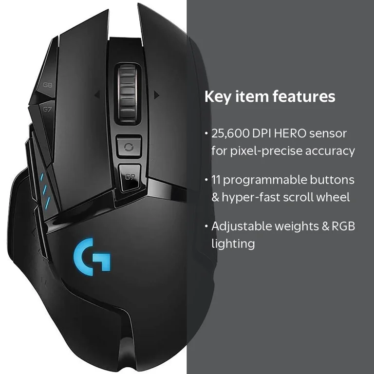 Logitech G, Gaming Mouse, HERO 25K Sensor, 25,600 DPI, Wireless