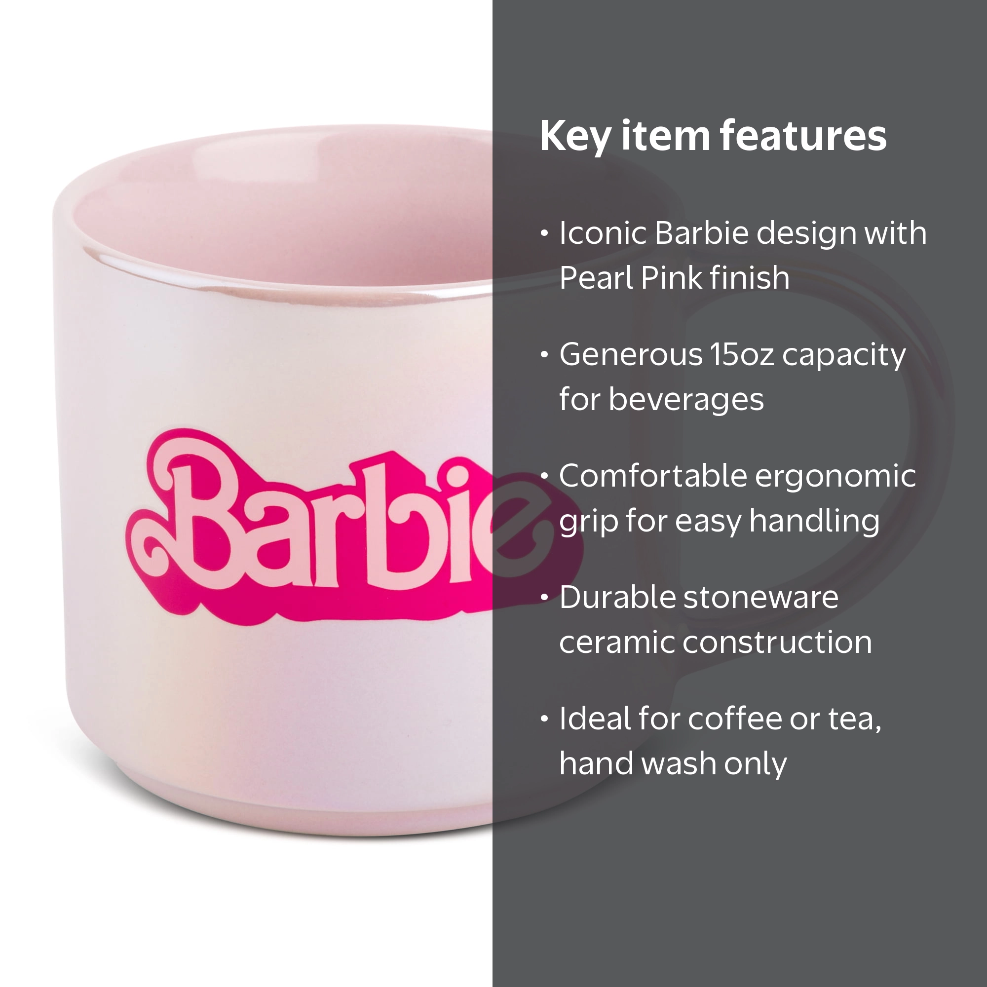 Barbie Stoneware Pearl Pink 15oz Coffee Mug - Walmart.com