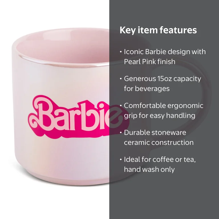 Barbie Stoneware Pearl Pink 15oz Coffee Mug - Walmart.com