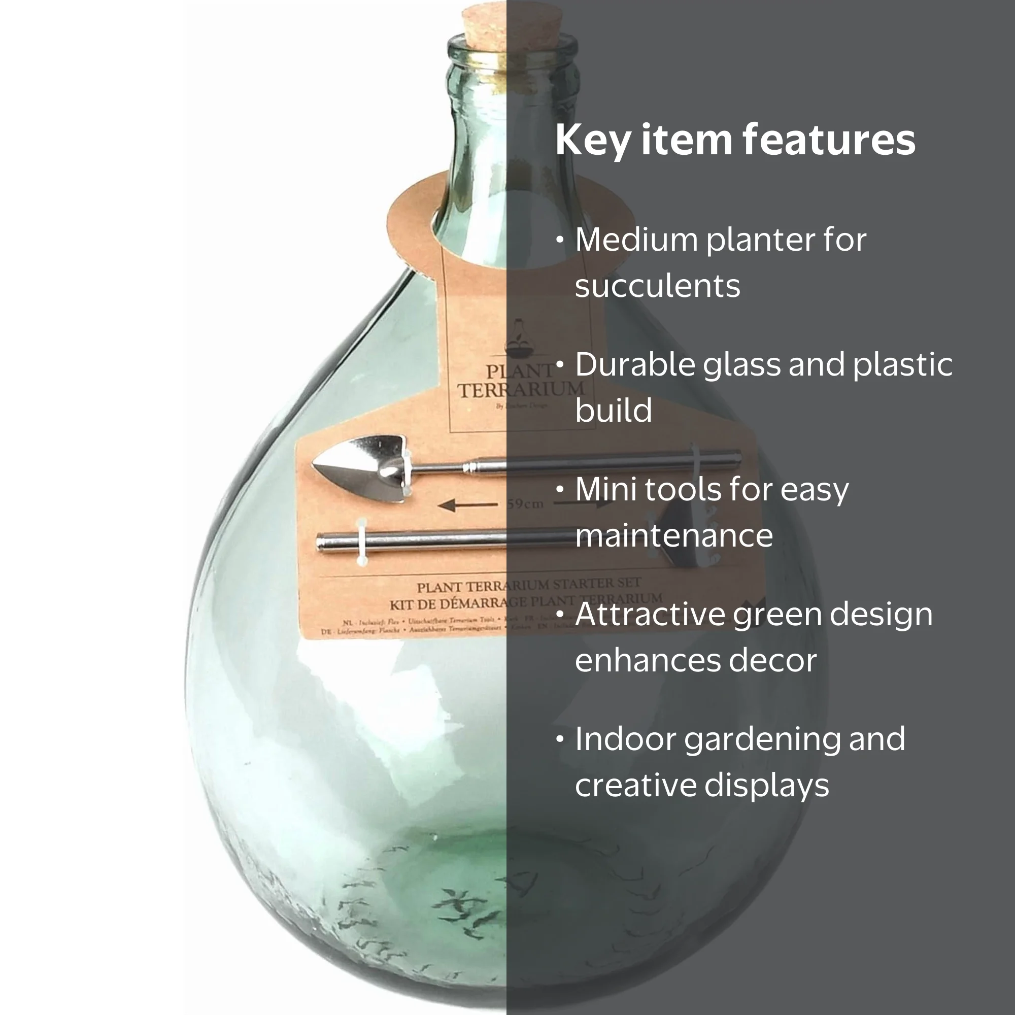 Esschert Design Glass Terrarium Bottle, Green, Medium Size