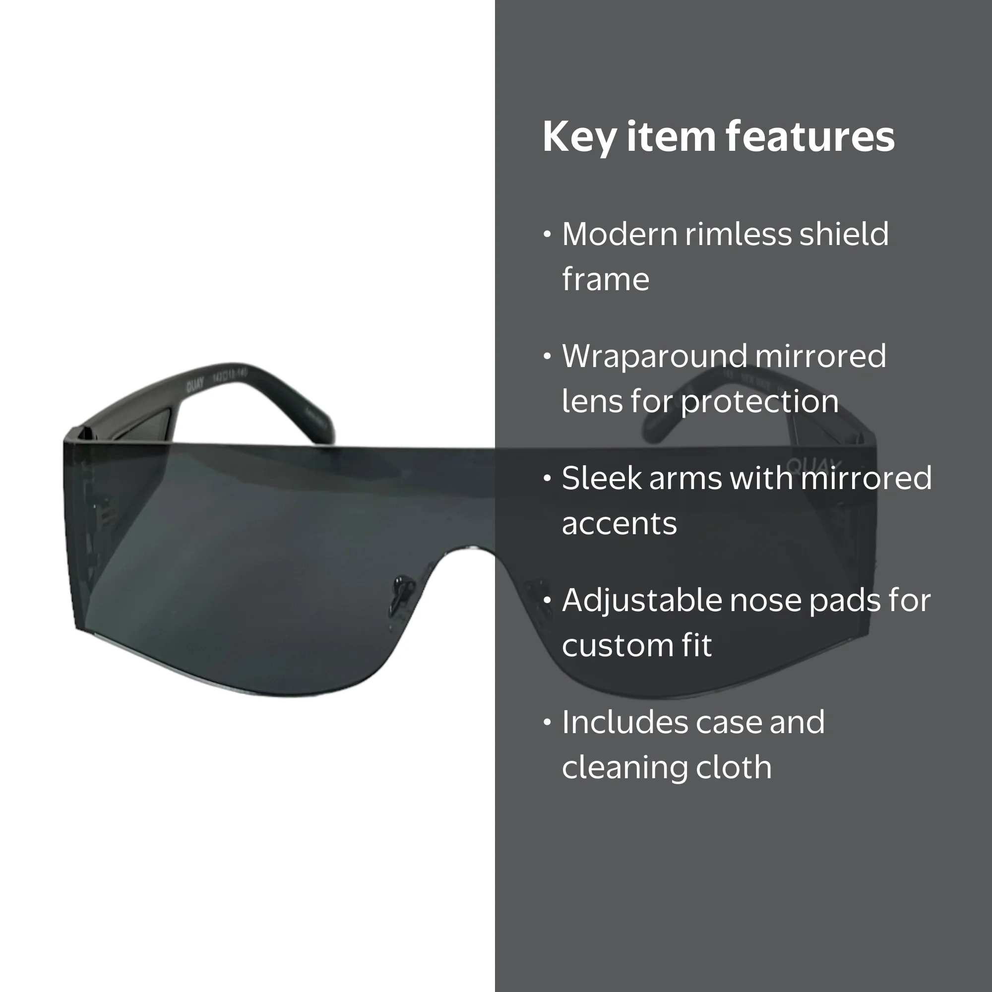 Quay Australia New Wave Shield Sunglasses Black - Walmart.com display picture 1