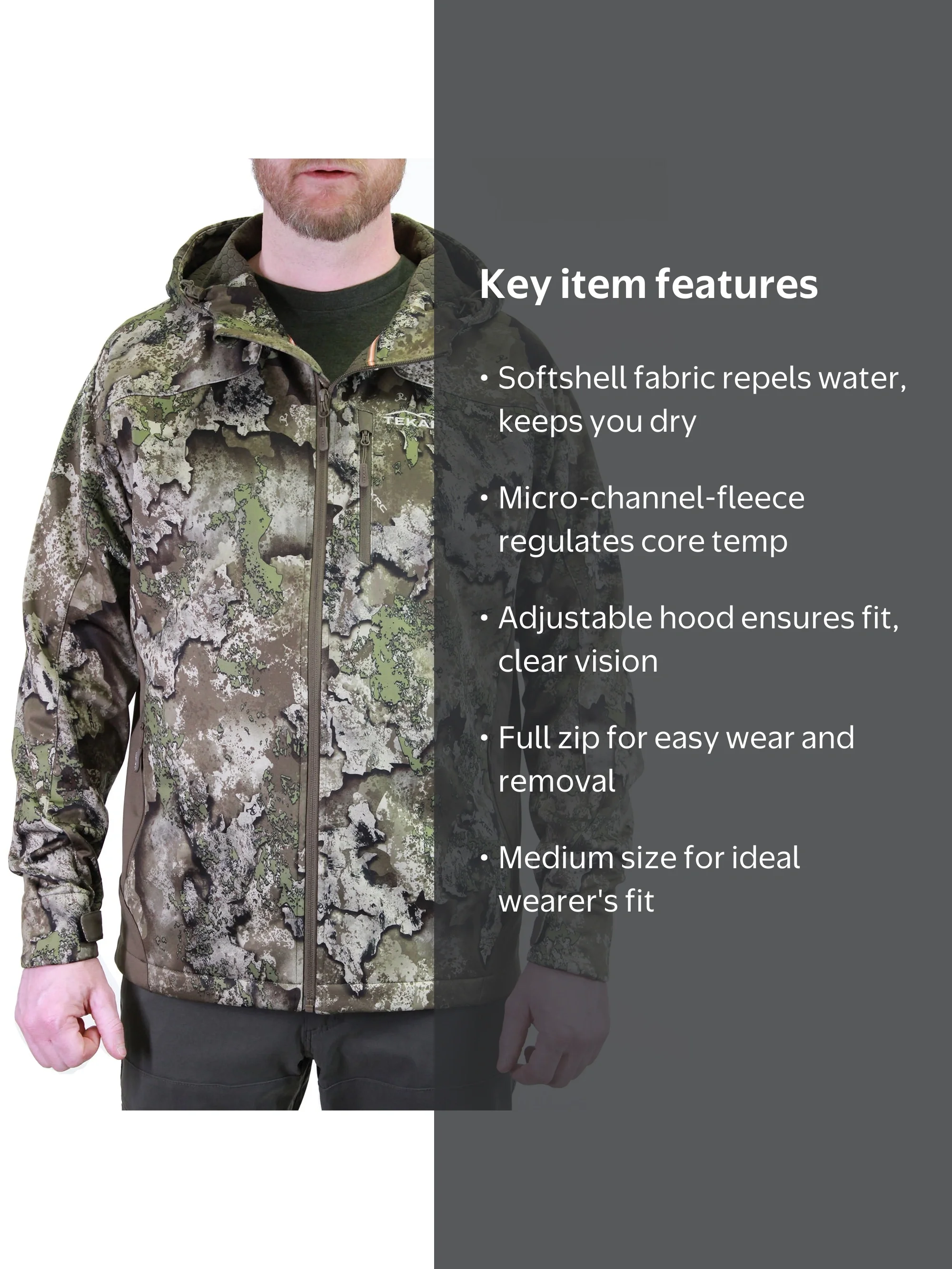 TrueTimber Tekari StrideFlex Full Zip Hooded Jacket - XRC Camo, M