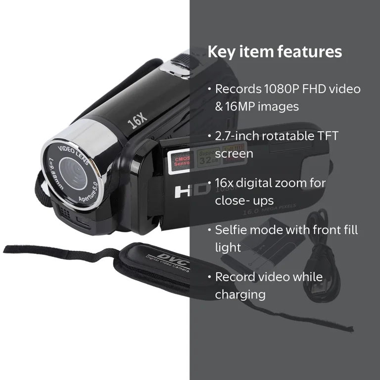 HD Handheld Video Camcorder Digital Camcorder, 1080P 16MP DV