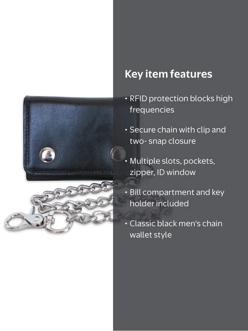 小物 archive numbernine Leather Wallet chain No Boundaries Men's Chain Wallet with 2 Snaps and Heavy Duty Chain