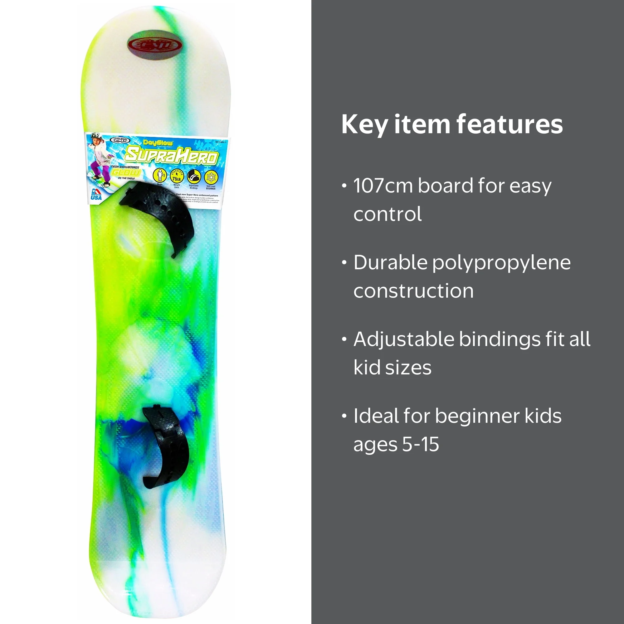 ESP Suprahero 107 cm Starter Snowboard with Adjustable Bindings