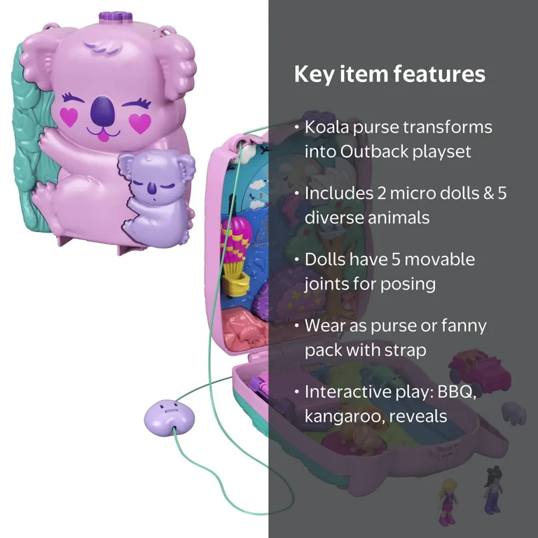 Polly Pocket 2-in-1 Koala Purse Travel Toy with 2 Micro Dolls, 1