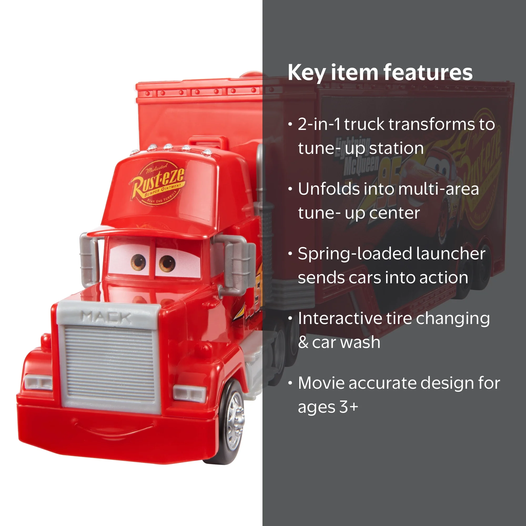 Disney Pixar Cars Transforming Mack Playset, 2-in-1 Truck and Tune