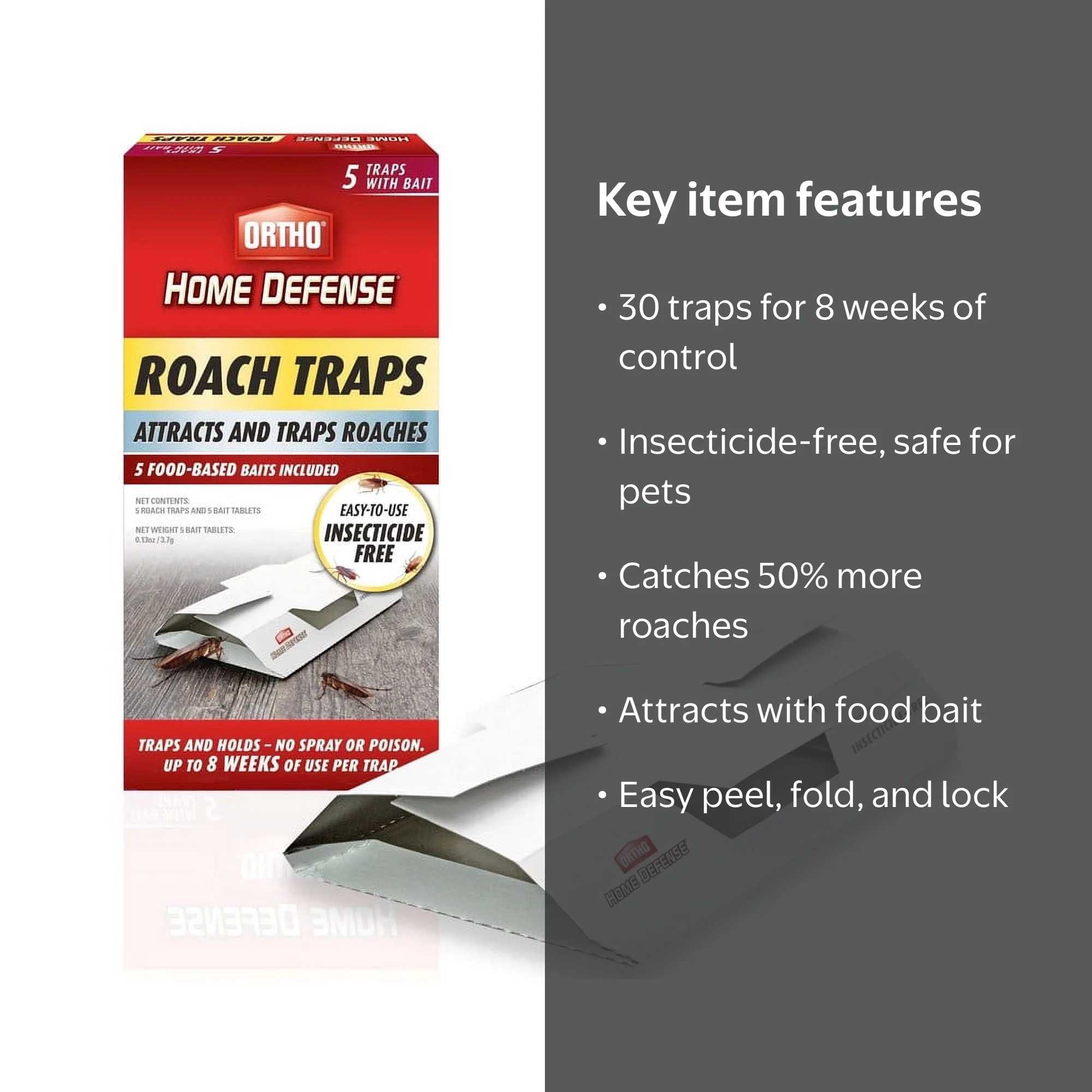 Ortho Home Defense Roach Trap with Bait Tablets, 30 Total Traps