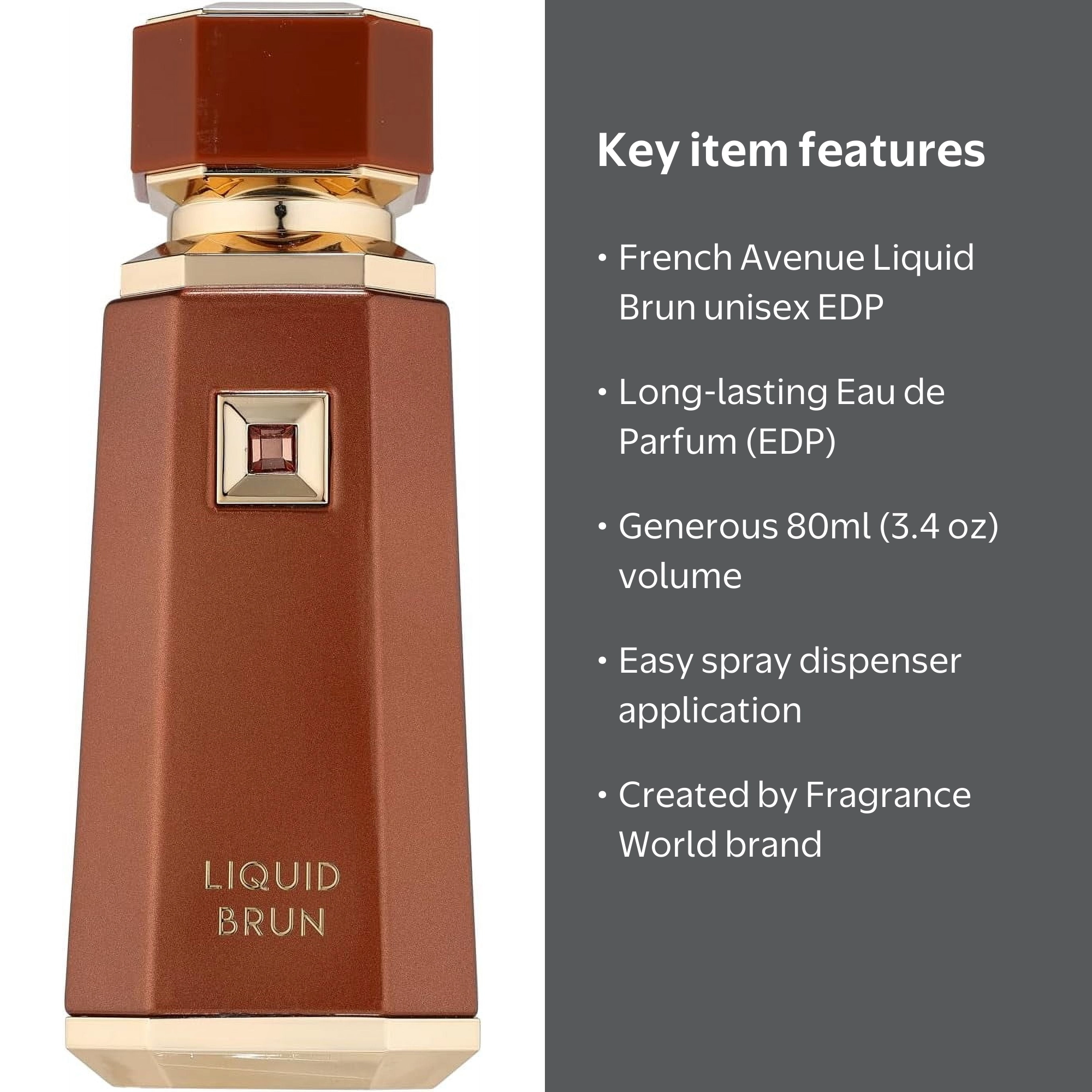 Fragrance World French Avenue Liquid Brun EDP Spray, 80ml, 3.4 oz