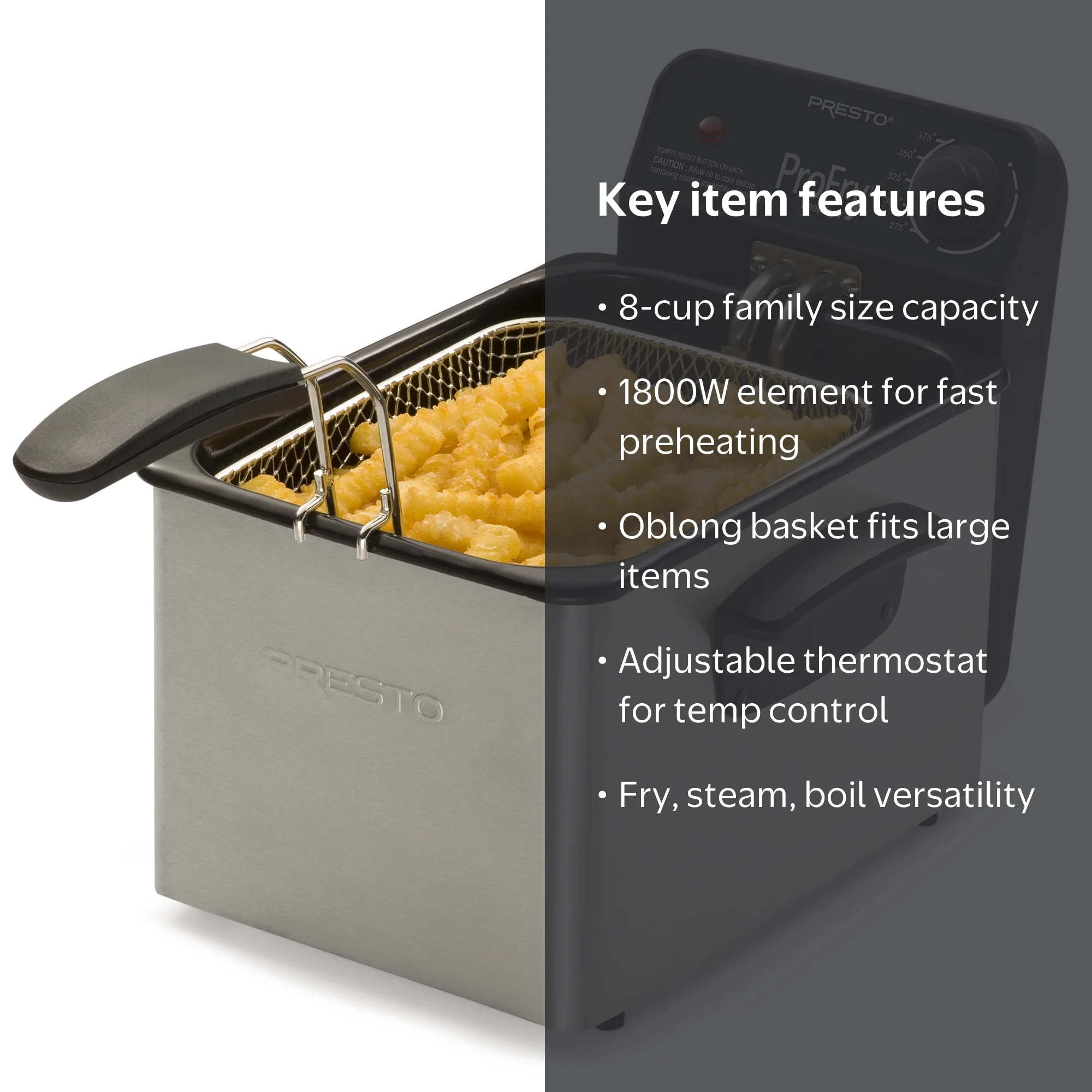 Presto® Stainless Steel Pro Fry™ Deep Fryer 05461 with 8-Cup