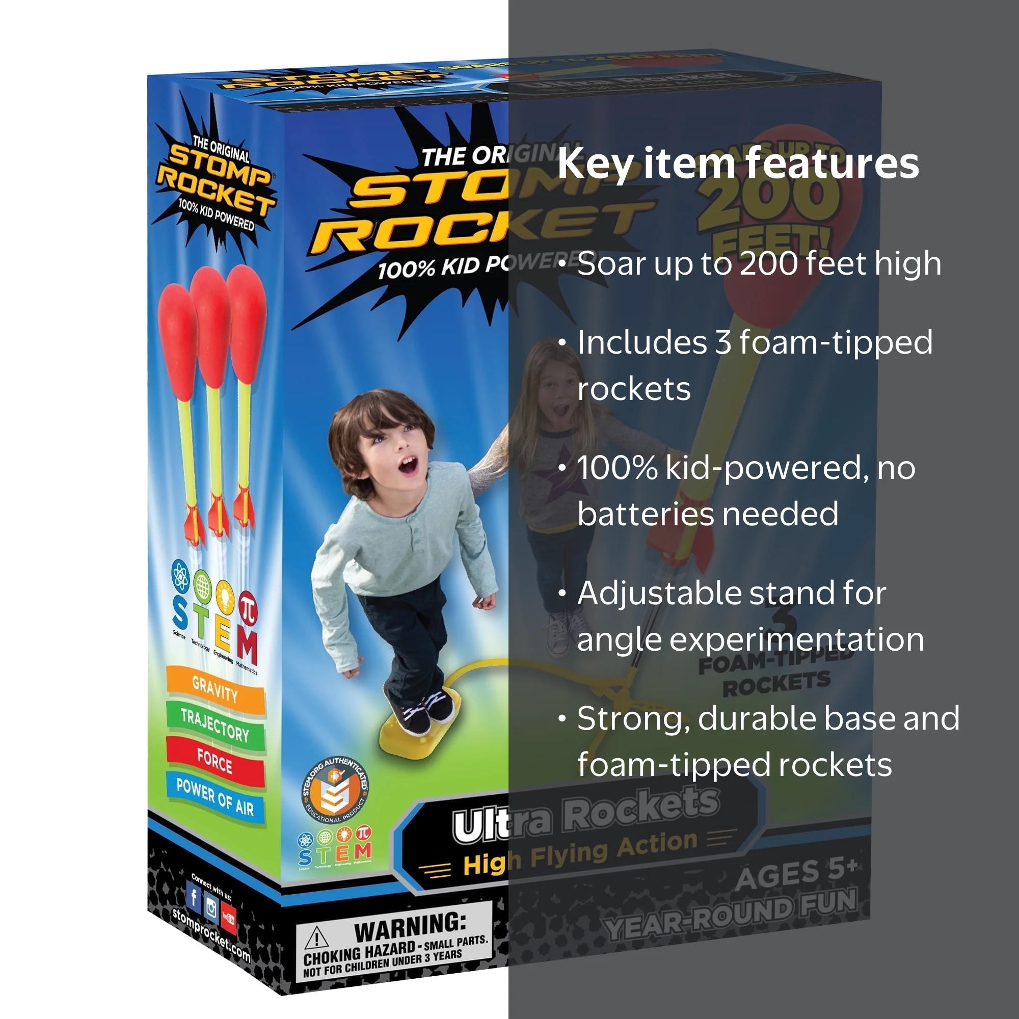Stomp Rocket® Original Ultra Toy Foam Rocket Launcher for Kids