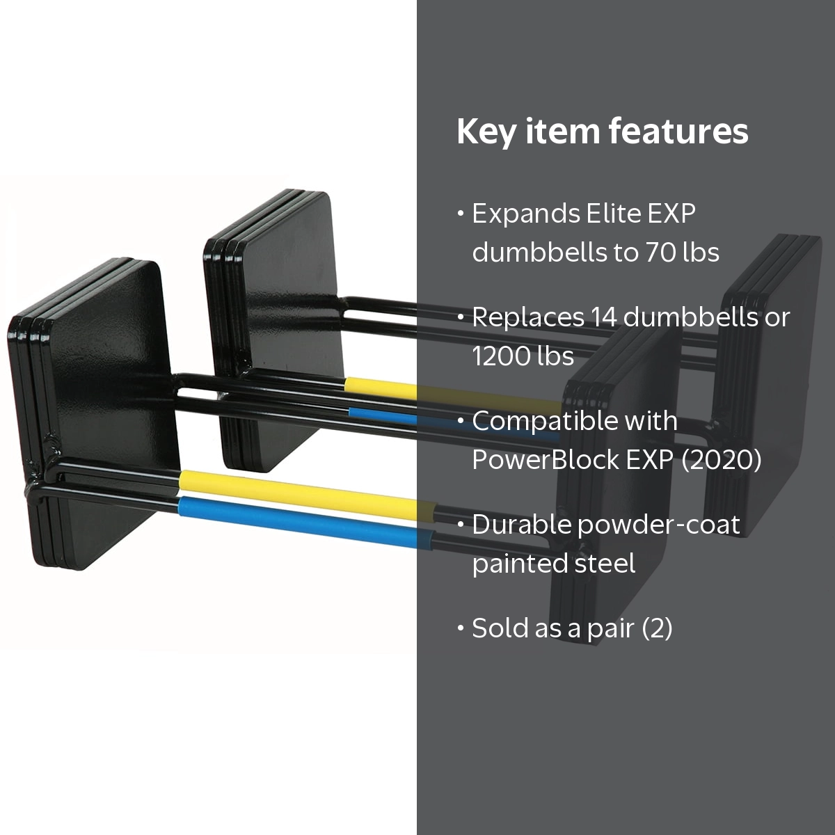 PowerBlock Elite EXP Adjustable Dumbbell Stage 2 Expansion Kit, 20