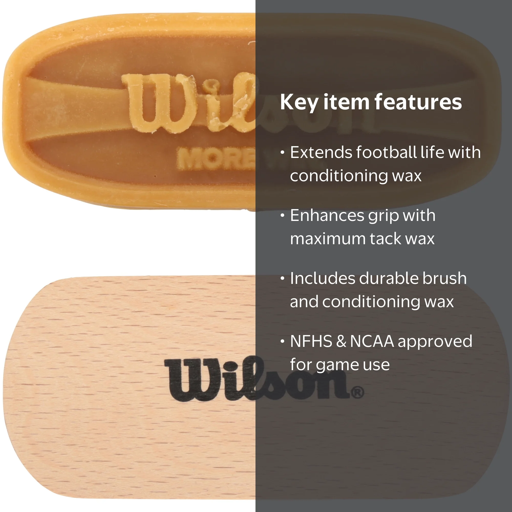 Wilson Football Prep Kit with wax bar and brush for leather