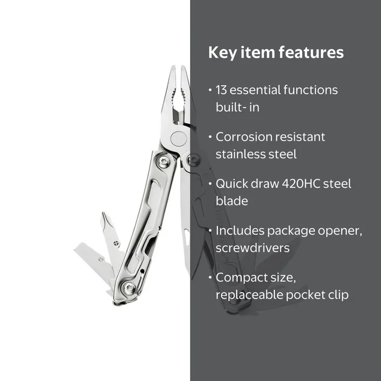 Free Shipping! Leather Man Rev Pocket Size Multitool Stainless