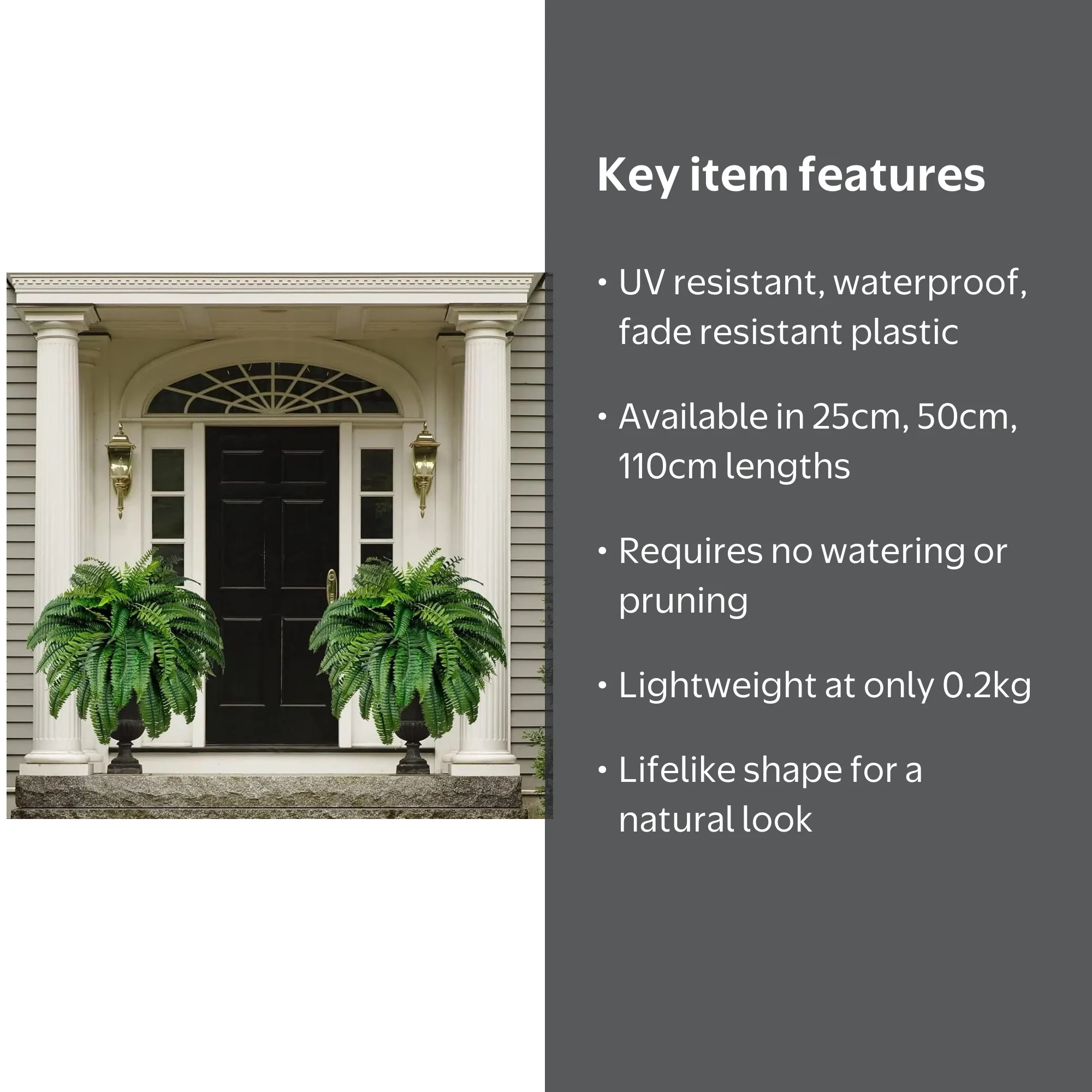 Artificial Topiary Plants 2 PCS Greenary Faux Ferns UV Resistant